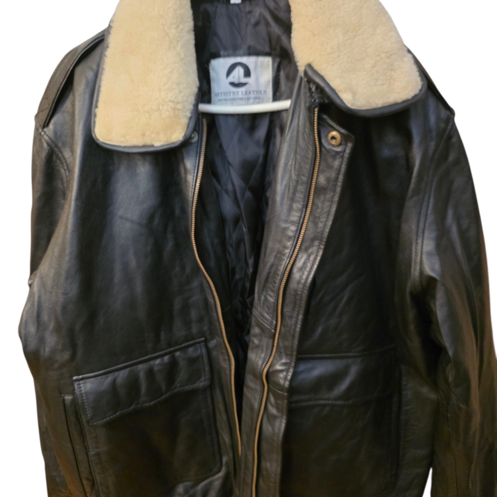 Winter Demand..Artistry Leather Bomber Blk ..Big/Tall